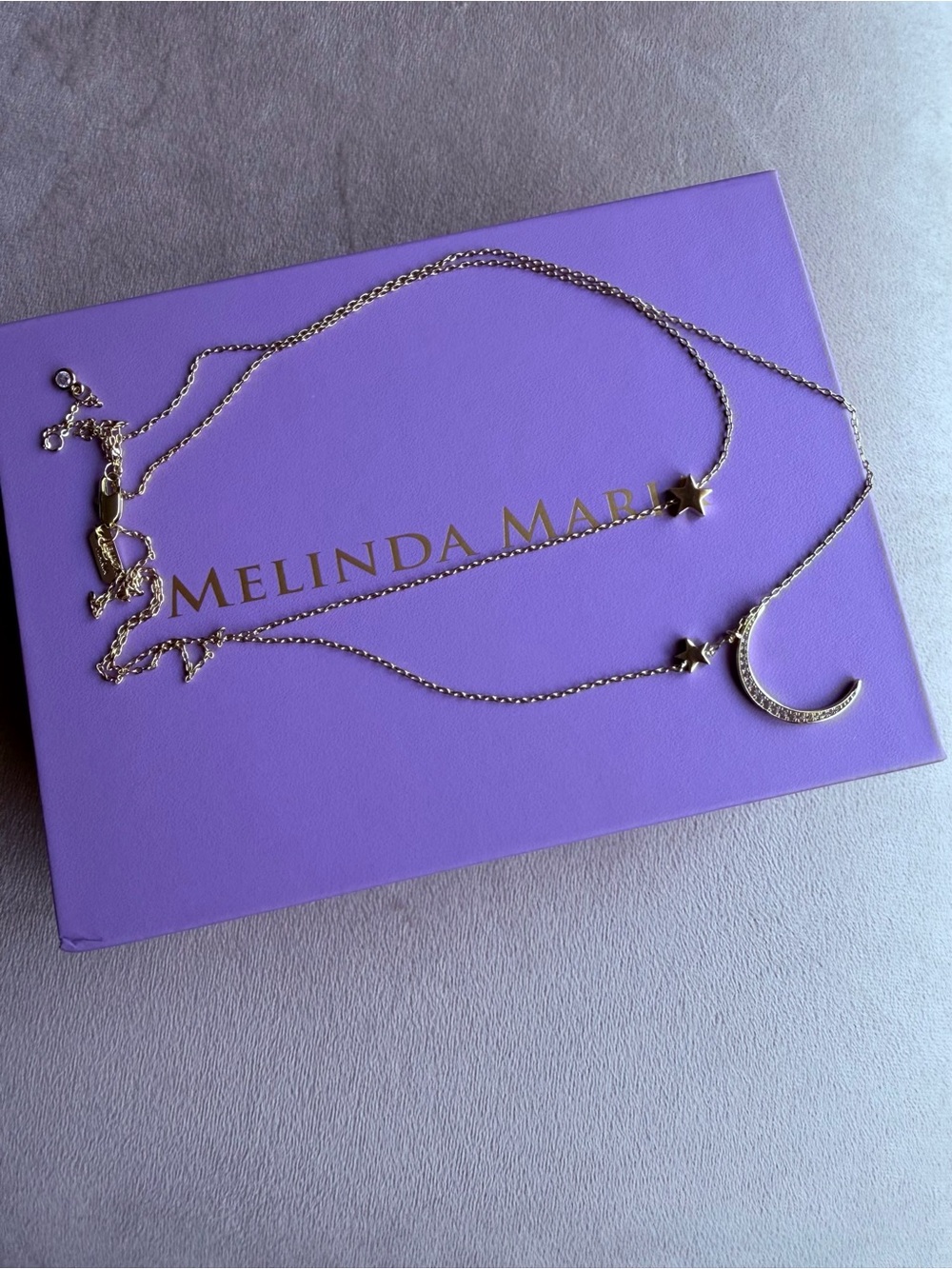 Melinda Maria Gold Celestial Layered Moon & Star Necklace